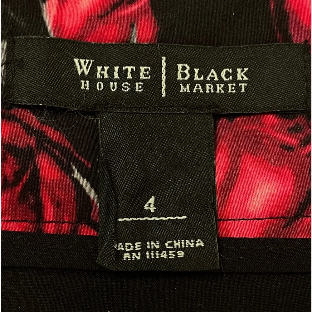WHBM  black red rose print skirt  4